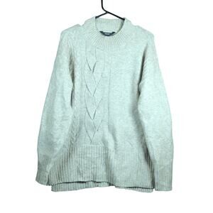 Vera Wang Womens Sweater Brown Cable Knit Mock Neck Pullover Soft Stretch M